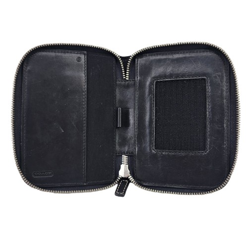 Vintage Coach Black Leather Palm Pilot PDA Organizer Zip Case Wallet Pouch - Picture 4 of 10