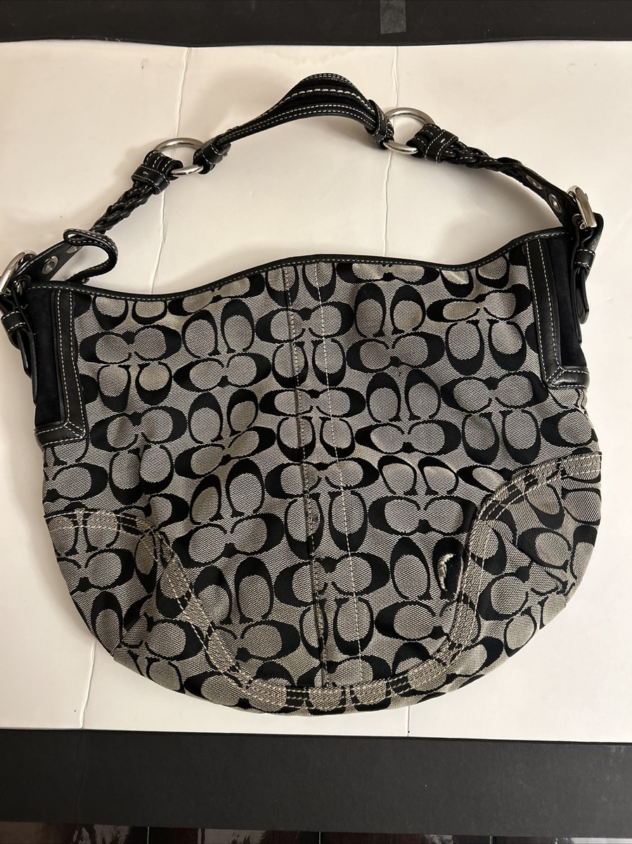 COACH / パーカー/L/ポリエステル/NVY/CB659 Authentic Coach B06K - 6279 Signature Trim/Leather Hobo Purse