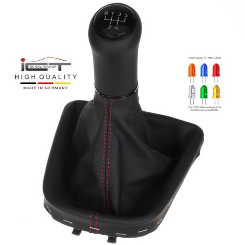 ICT pomello cambio cuffia pelle per Seat Mii illuminato filetto rosso C44 - Foto 1 di 6