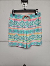 Chubbies The En Fuegos 7  Swim Trunks Shorts Aztec Teal Geometric Print Sz M