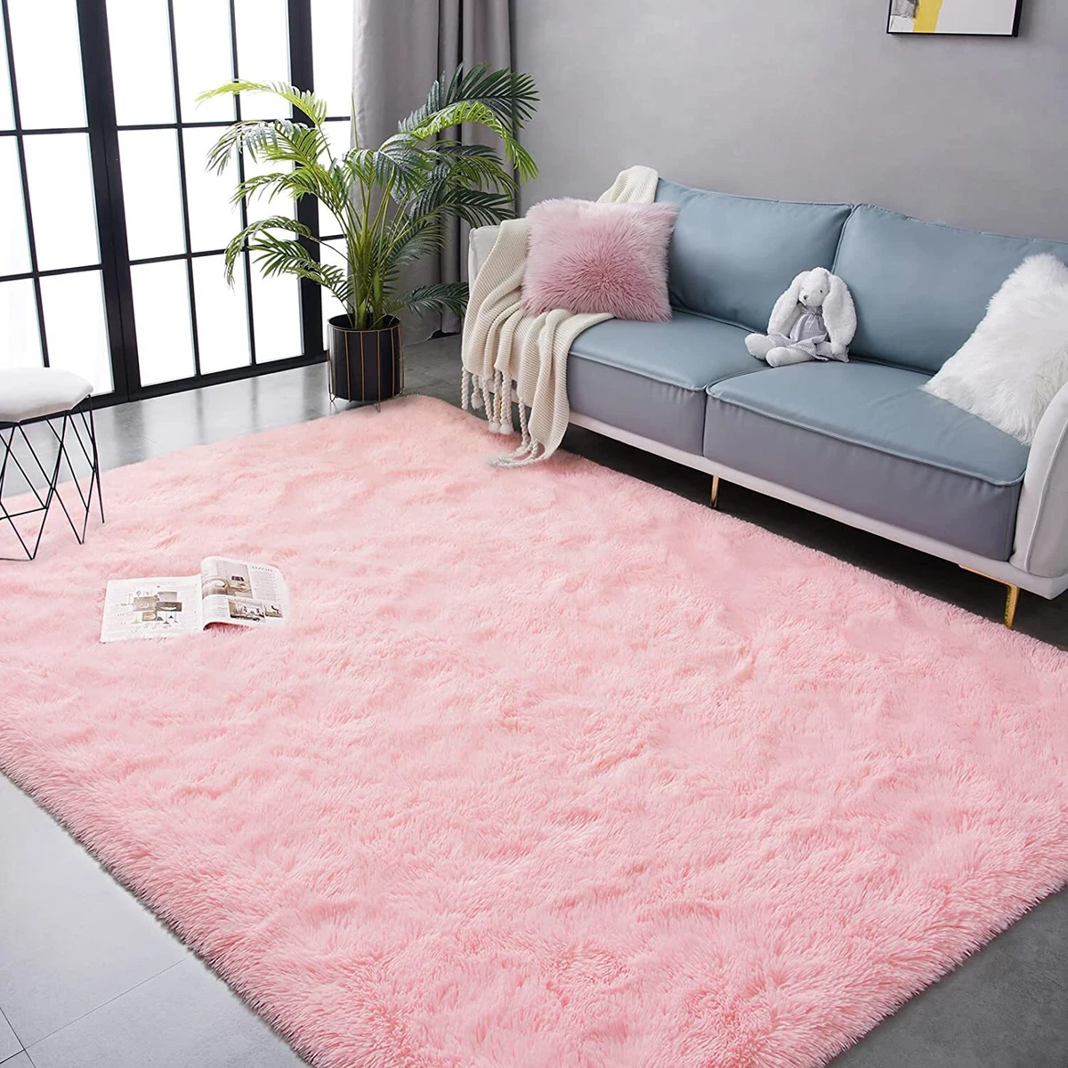 Alfombra Rosa Para Salas Modernas 4x6 De Cuarto Habitacion Peludas Baratas  Pink