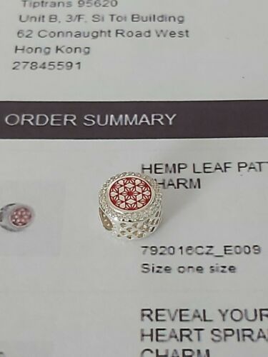 Authentic PANDORA *ASIAN EXCLUSIVE* Double-Sided Hemp Leaf Pattern 792016CZ_E009 - Picture 1 of 12