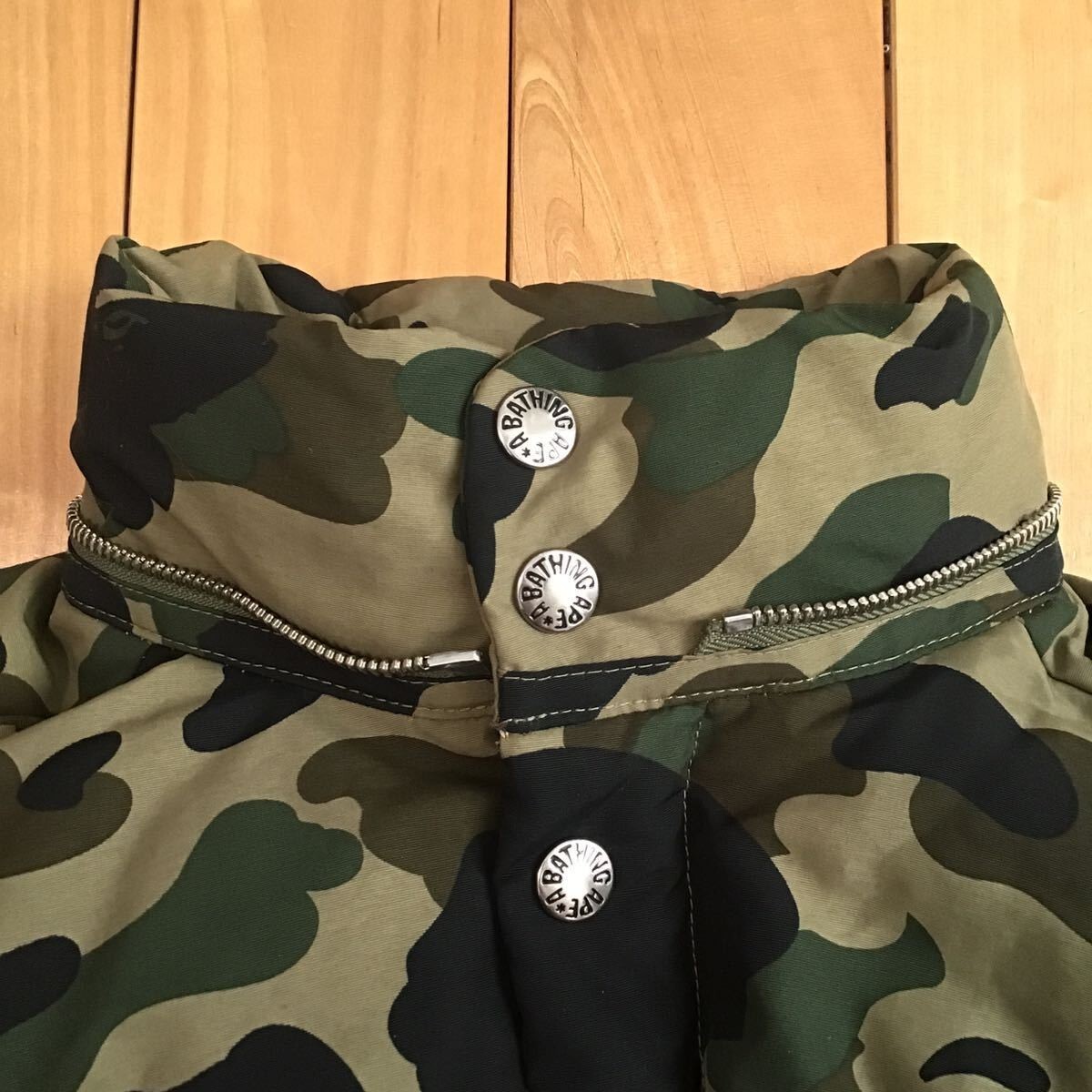 BAPE 1st camo green FUR Down jacket A Bathing Ape Size S | eBay