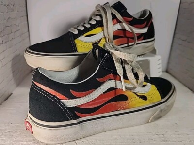 Vans Old Skool Flame Sneakers Mens 7.5 Women’s 9 Black Skateboarding Shoes Red Hot Flames on Black Vans Old Skool Shoes – BlvdCustom main image 3
