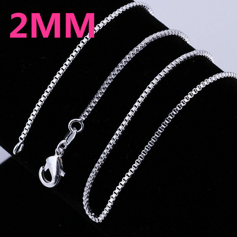 Italian 925 Silver 2mm Box Chain Necklace for Men & Women - VY Jewelry