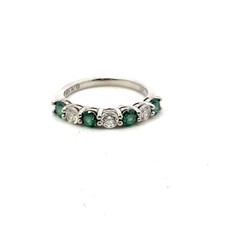 Sterling Silver 3.5 mm CZ Lab Created Green Emerald -0.60ctw Band Ring