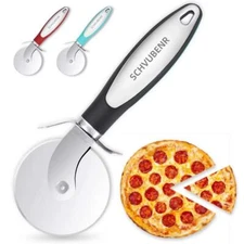 SCHVUBENR Premium Pizza Cutter - Stainless Steel Large, Black 