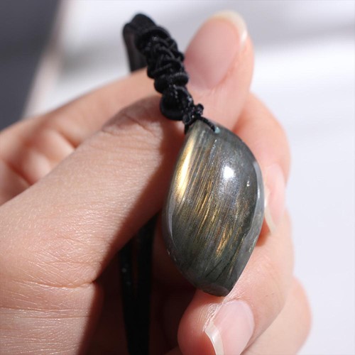 Geometric Shape Crystal Labradorite Pendent Natural Training Stone Travel Gift - Picture 10 of 14