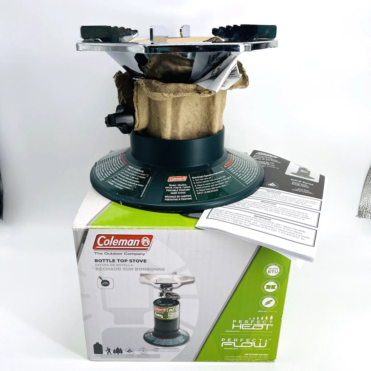 COLEMAN BOTTLE TOP PORTABLE PROPANE GAS STOVE W.ADJUSTABLE BURN CAMPING  GRILLING | eBay