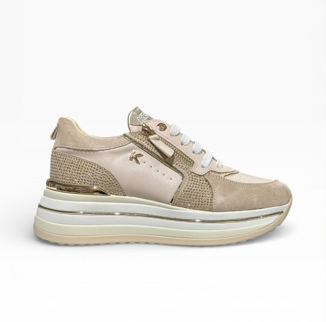 KEYS SCARPE SNEAKERS CON ZEPPA DONNA K-11821 BEIGE CASUAL ZIP DAL 36 AL 41 NEW
