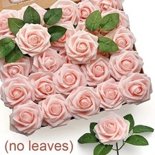 50/5Pcs Artificial Roses Flowers Foam Fake Rose Heads With Stems For DIY Wedding
