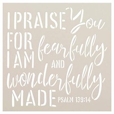 Psalm 139:14 Inspirational Quote Wall Art Reusable Stencil - StencilAir