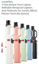 5 Pack Butane Torch Lighter, Refillable Windproof Lighters Bulk Multicolor...