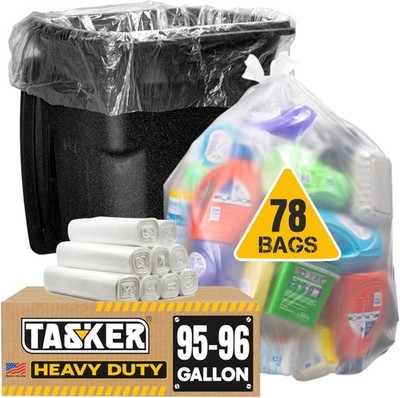 95-100 Gallon Clear Trash Bags Heavy Duty | MegaPack 78 Bags | Extra Large 95-96