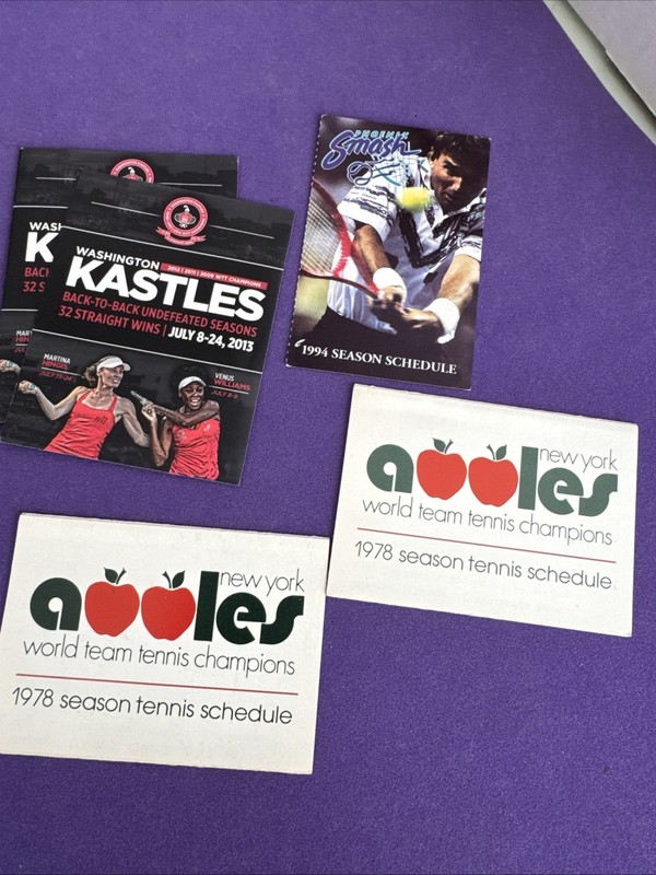 TENNIS POCKET SCHEDULES LOT OF 5 - 3 DIFF -  New York Apples 1978 , KASTLES, SMA