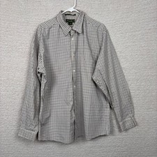Eddie Bauer Shirt Mens XL Beige Red Plaid Wrinkle Resistant Classic Fit Button
