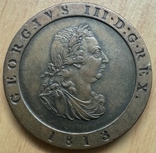 1813 Isle of Man 1/2 Penny Coin Better Grade