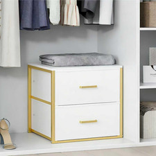 Stackable Storage Drawers, Closet Drawer Organizers and Storage, Fabric White 2