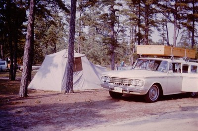 AUG 1965 Camp Scene Rambler Station Wagon Car Slide CN-G