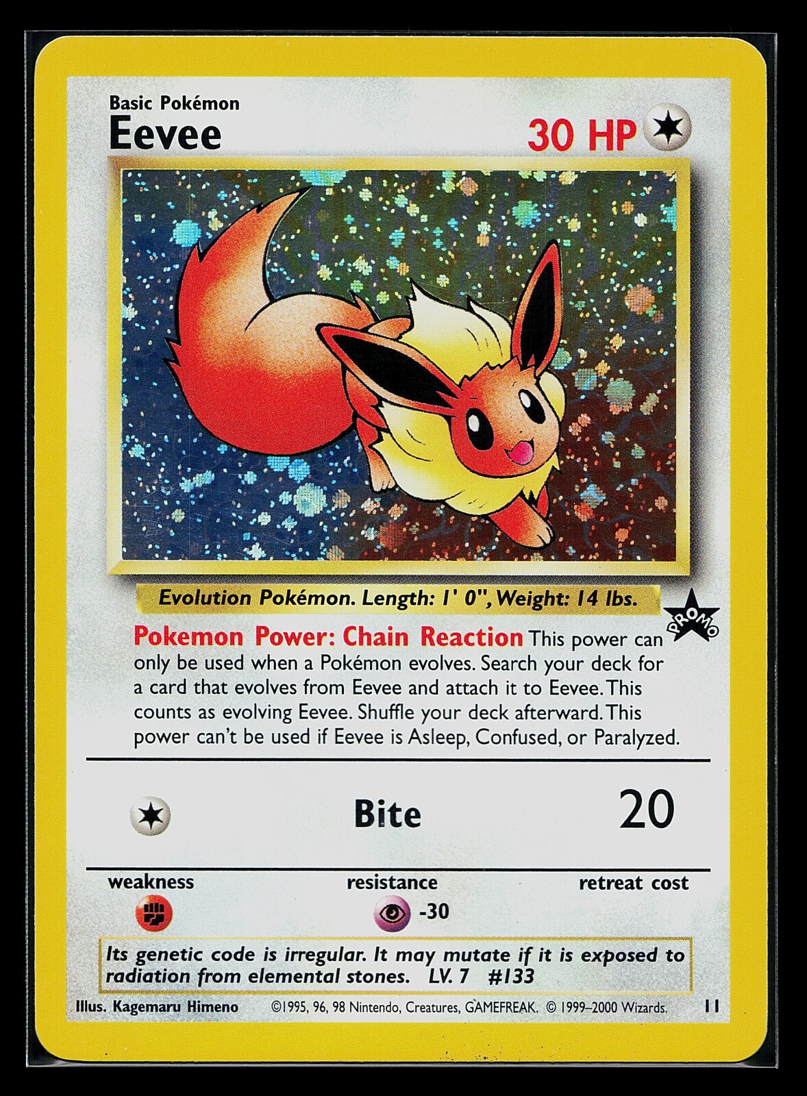 Pokemon Card - Eevee #11 Holo WoTC Black Star Promo