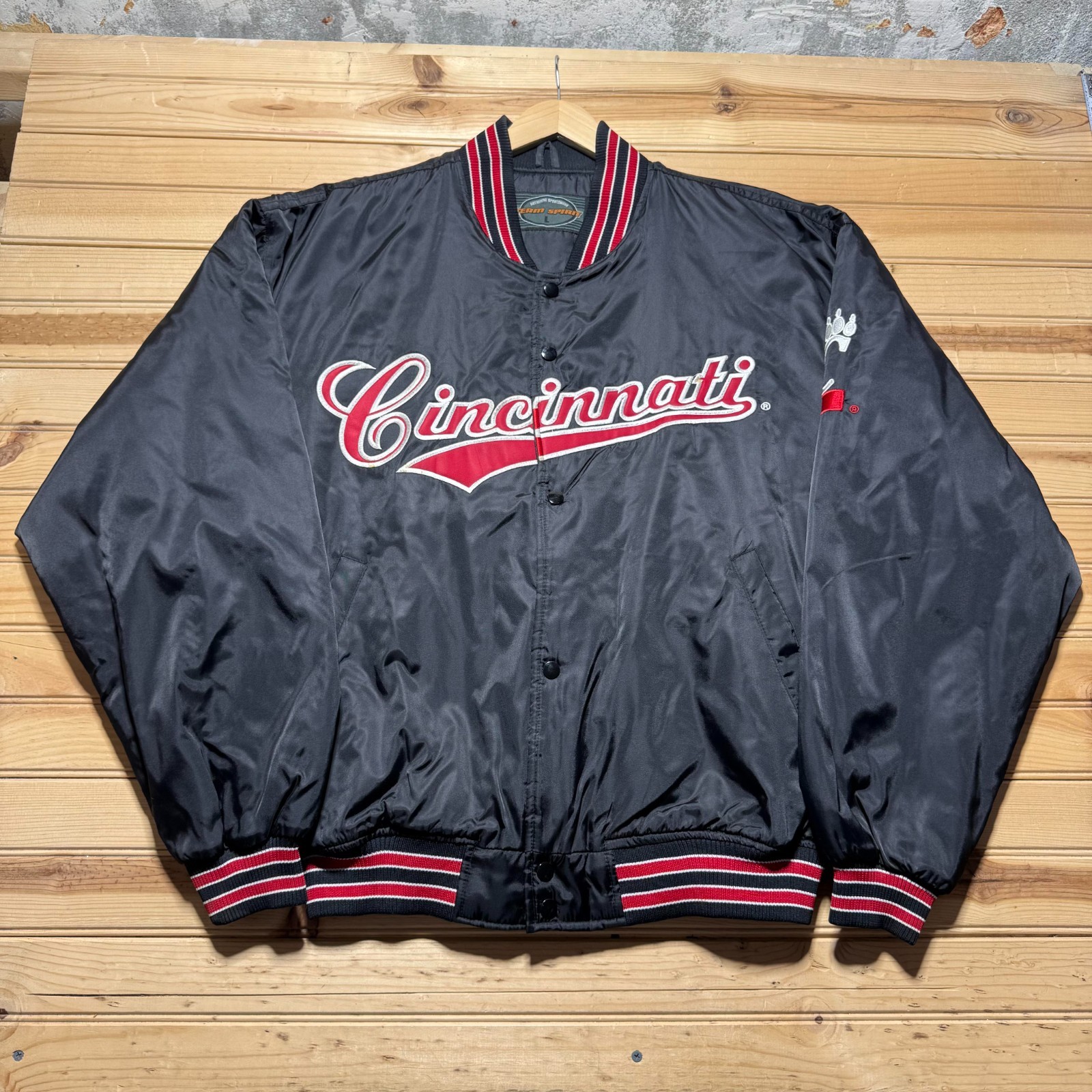 Vintage 90s Cincinnati Bearcats NCAA Embroidered Varsity Bomber Jacket - Large