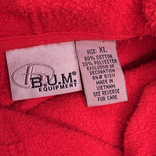 Vintage 1990s BUM Equipment Athletic Dept Red Hoodie Pullover Sweatshirt XL - Picture 8 of 8