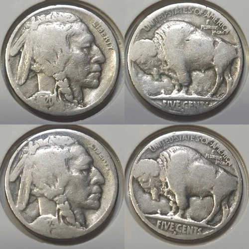Lot of (2) Buffalo Nickels: 1920-S & 1923-S - G+ **Mintage: 9,689K & 6,142K**