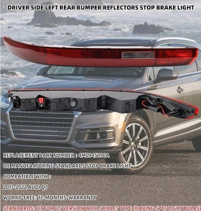 Dasbecan Rear Bumper Reflector Tail Light Fog Lamp Compatible with Audi Q7... - Image 2 of 4