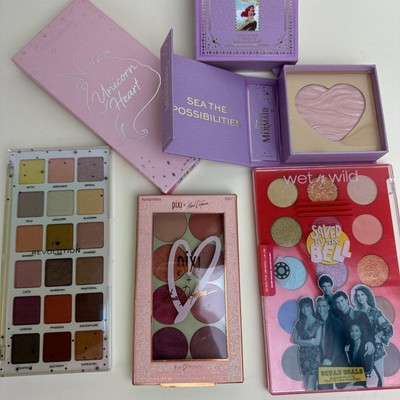 Lot Of (3) Eyeshadow Palette + Highlighter Revolution Pico Wet n Wild Pink Red