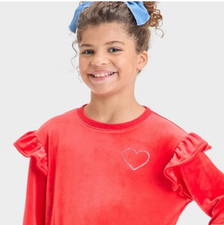 Girls' Velour Valentine's Day Pullover Sweatshirt - Cat  Jack  Red M 8 