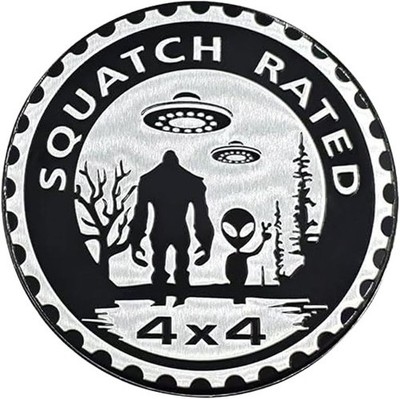 Squatch Badge Rated 4x4 Metal Car Emblem, 3D Round Automotive Sti Color: Alien