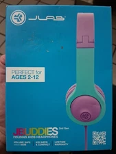 JLAB JBuddies Gen 2 Folding Kids Wired Headphones - Purple/Teal