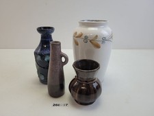 4x Strehla Stoneware/Ceramic Vases Mid Century 14.5-18.5cm Decoration #260287