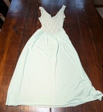 Vintage Nylon Dress Slip Neglig e Small Sheer Stretch Lace Bodice Ice Blue