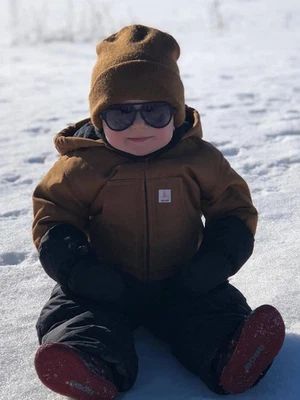 Gefütterte Canvas Jacke mit Kapuze Braun Winterjacke Kinder Jungen Mädchen HOT - Bild 1 von 4