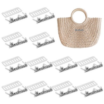 12PCS Handmade Metal Labels, Rectangle Crochet Tags Signs with Shim, Silver
