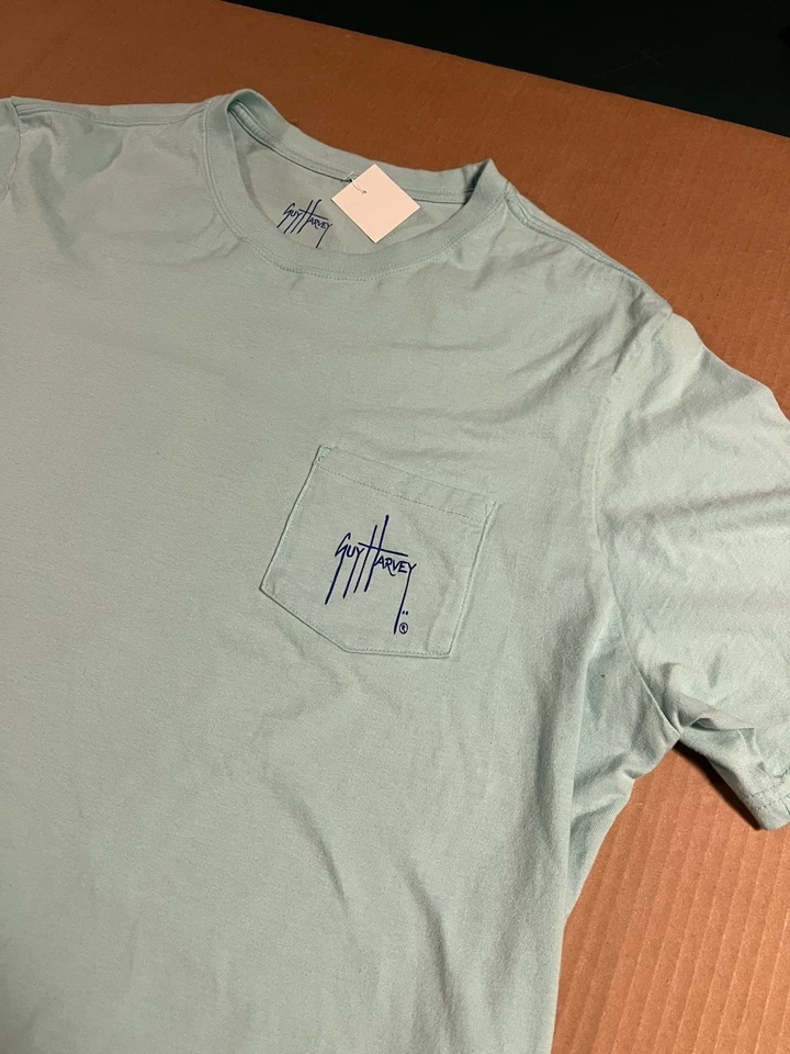 Camiseta Guy Harvey Offshore Art 2023 Gráfica Pescador Barco Pez XL Azul Océano Mar Foto 3 de 4