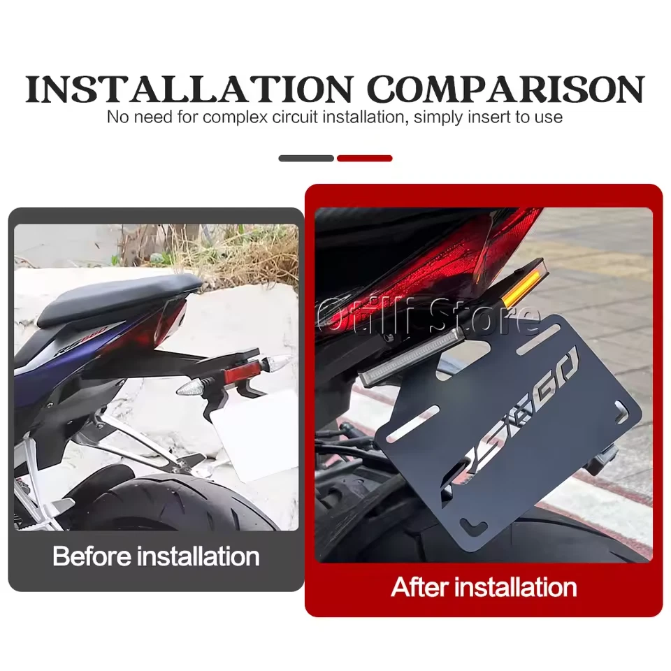 Soporte de matrícula trasero para Aprilia RS660 Tuono 660 RSV4 luz LED cola ordenado Foto 3 de 4