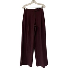 Zara Womens Dress Pants XS Burgundy High Rise Wide Leg Trousers 4387/293 NWT