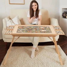 27.6" H Tall 1500 Piece Puzzle Table with Legs, 4 Drawers, 34.3" W x 26.5" D ...