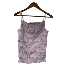 H&M Lavender Purple Scrunchy Tank Top Large Spaghetti Strap
