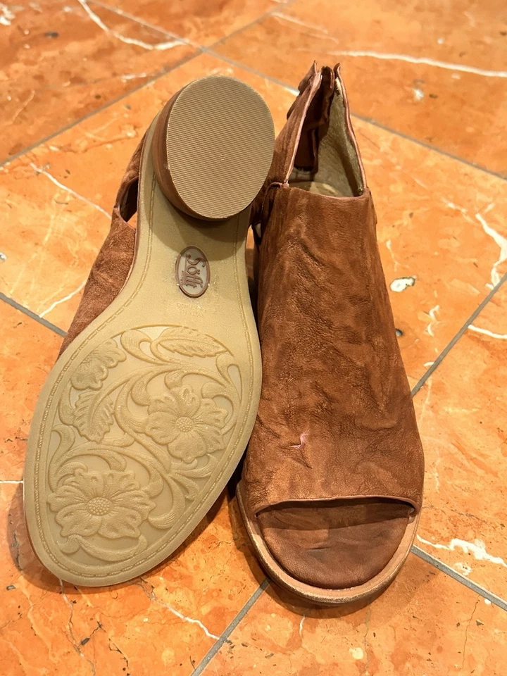 TACONES GRUESOS DE CUERO DE LADRILLO BLANDO CARLEIGH SHOOTIES PEEP TOE 6 M NUEVOS SIN CAJA Foto 4 de 4