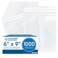 6" X 9" 1000 Count Resealable Adhesive Crystal Clear Cello Poly Bags for Packa