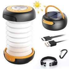 GlobaLink Solar Campinglampe Gelb Faltbar mit...
