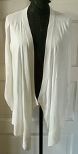 Ann Taylor LOFT Ivory Thin Knit Open Front WOOL Blend Sweater Top M LAST TIME