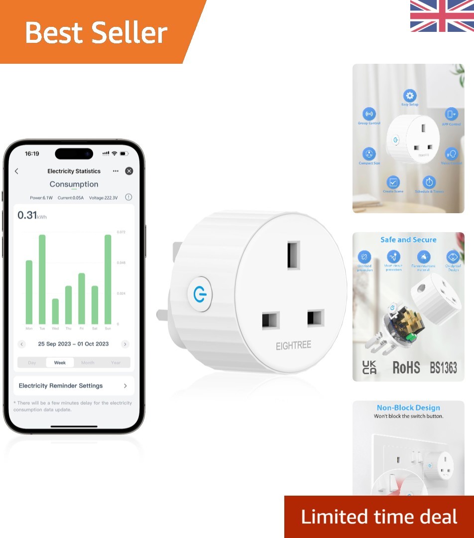 Smart Plug with Energy Monitoring & Voice Control - Alexa & Google Home Ready