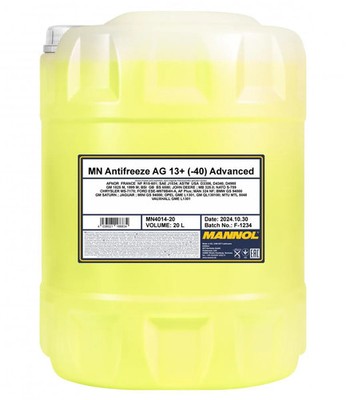 Mannol Antifreeze ag13+ (-40°C) Advanced AFNOR FRANCE NF R15-601 20L Kanister