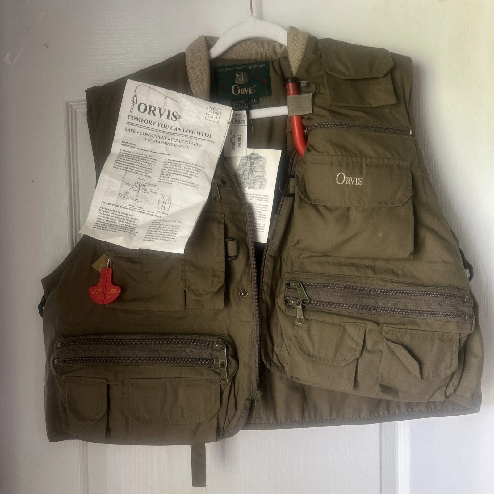 Orvis Vest Mens XL Brown Fly Fishing Hunting Utility Full Zip Wading Outdoors