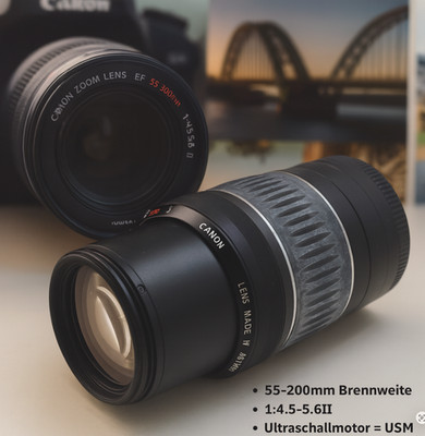   Canon Zoom Lens EF 55-200mm 1:4,5-5,6 II USM Objektiv Foto Kamera Lens Zoom