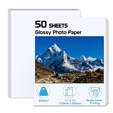 ZBEIVAN 11x14 Glossy Photo Paper, 50 Sheets, 11"x14" Inkjet Printer Paper, 20...